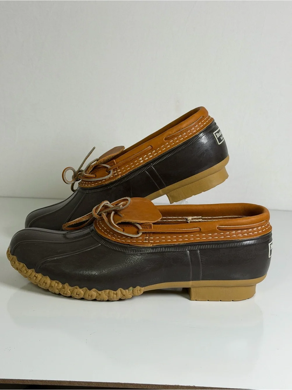 L.L. Bean Men’s 11M Bean Boots Rubber Moc Duck Shoes Brown Leather Made in Maine